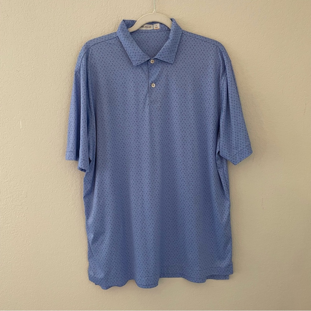 Peter Millar Squid Micro Print Polo UPF 50 Performance Golf Shirt Large